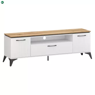 TV szekrény, fehér/evoke tölgy, VELIS 2D1S/170