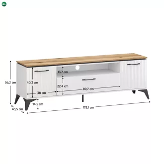 TV szekrény, fehér/evoke tölgy, VELIS 2D1S/170