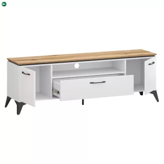 TV szekrény, fehér/evoke tölgy, VELIS 2D1S/170