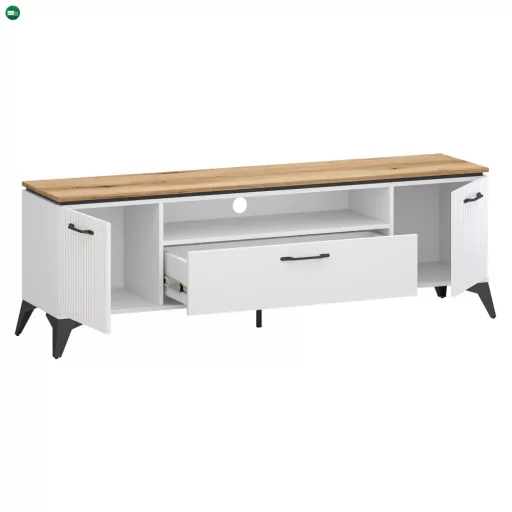 TV szekrény, fehér/evoke tölgy, VELIS 2D1S/170