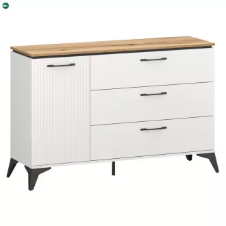 Komód, fehér/evoke tölgy, VELIS 1D3S