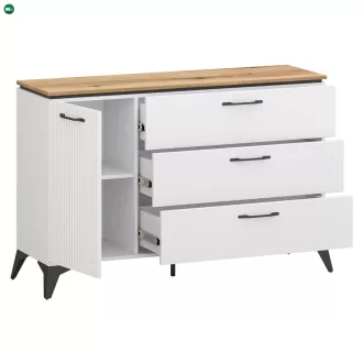 Komód, fehér/evoke tölgy, VELIS 1D3S