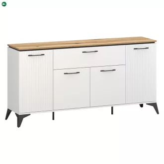 Komód, fehér/evoke tölgy, VELIS 4D1S