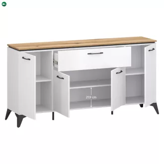 Komód, fehér/evoke tölgy, VELIS 4D1S