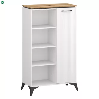 Alacsony polcos szekrény, fehér/evoke tölgy, VELIS 1D