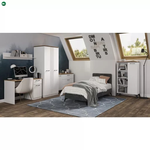 Cipősszekrény, fehér/evoke tölgy, VELIS 2D