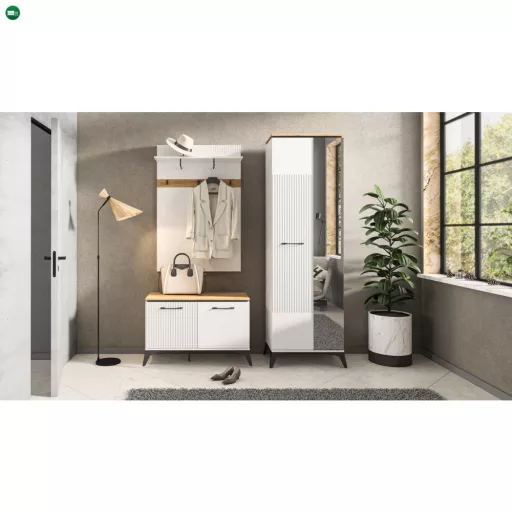 Cipősszekrény, fehér/evoke tölgy, VELIS 2D