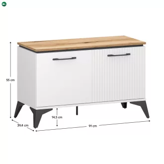 Cipősszekrény, fehér/evoke tölgy, VELIS 2D