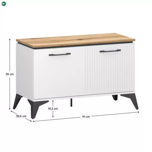 Cipősszekrény, fehér/evoke tölgy, VELIS 2D