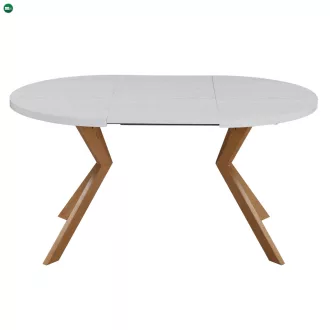   Kihúzható étkezőasztal, fehér/tölgy, 100-250x75,5 cm, LUKOS