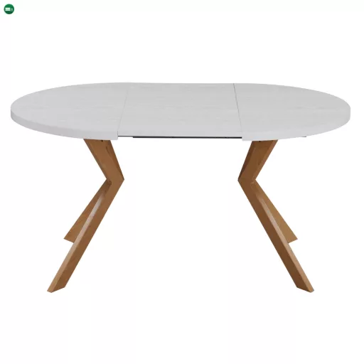 Kihúzható étkezőasztal, fehér/tölgy, 100-250x75,5 cm, LUKOS