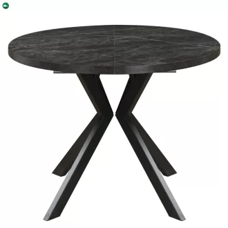   Kihúzható étkezőasztal, sötét beton/fekete, 100-250x75,5 cm, LUKOS