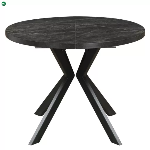 Kihúzható étkezőasztal, sötét beton/fekete, 100-250x75,5 cm, LUKOS