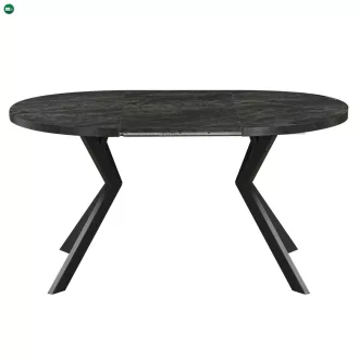   Kihúzható étkezőasztal, sötét beton/fekete, 100-250x75,5 cm, LUKOS
