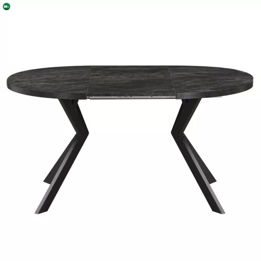 Kihúzható étkezőasztal, sötét beton/fekete, 100-250x75,5 cm, LUKOS