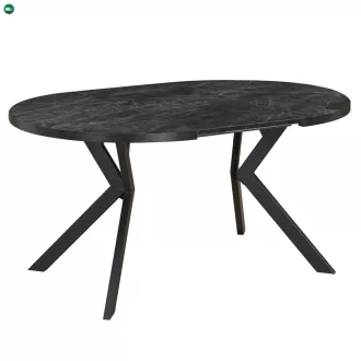   Kihúzható étkezőasztal, sötét beton/fekete, 100-250x75,5 cm, LUKOS