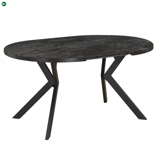 Kihúzható étkezőasztal, sötét beton/fekete, 100-250x75,5 cm, LUKOS