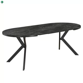   Kihúzható étkezőasztal, sötét beton/fekete, 100-250x75,5 cm, LUKOS