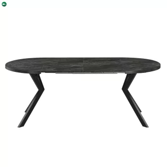   Kihúzható étkezőasztal, sötét beton/fekete, 100-250x75,5 cm, LUKOS