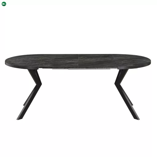 Kihúzható étkezőasztal, sötét beton/fekete, 100-250x75,5 cm, LUKOS