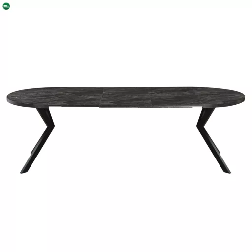 Kihúzható étkezőasztal, sötét beton/fekete, 100-250x75,5 cm, LUKOS