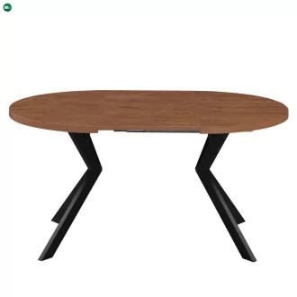   Kihúzható étkezőasztal, sötét tölgy/fekete, 100-250x75,5 cm, LUKOS