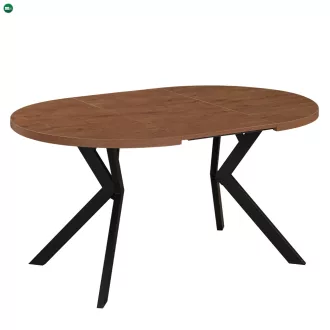   Kihúzható étkezőasztal, sötét tölgy/fekete, 100-250x75,5 cm, LUKOS