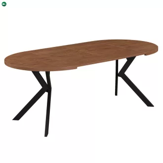   Kihúzható étkezőasztal, sötét tölgy/fekete, 100-250x75,5 cm, LUKOS
