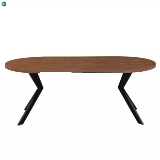   Kihúzható étkezőasztal, sötét tölgy/fekete, 100-250x75,5 cm, LUKOS
