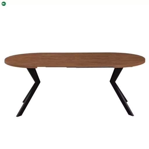 Kihúzható étkezőasztal, sötét tölgy/fekete, 100-250x75,5 cm, LUKOS