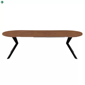   Kihúzható étkezőasztal, sötét tölgy/fekete, 100-250x75,5 cm, LUKOS