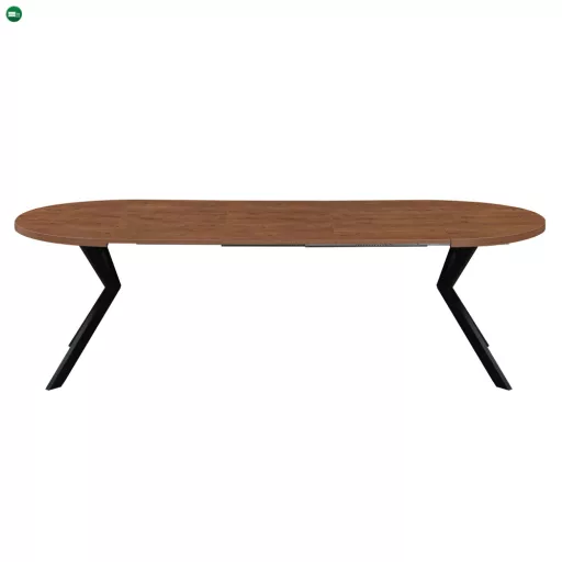 Kihúzható étkezőasztal, sötét tölgy/fekete, 100-250x75,5 cm, LUKOS