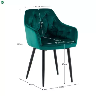 Dizájnos fotel, zöld Velvet szövet, FEDRIS 2 NEW
