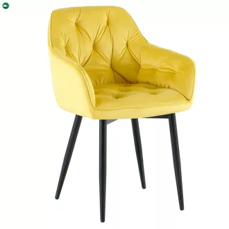 Dizájnos fotel, sárga Velvet szövet, FEDRIS 2 NEW