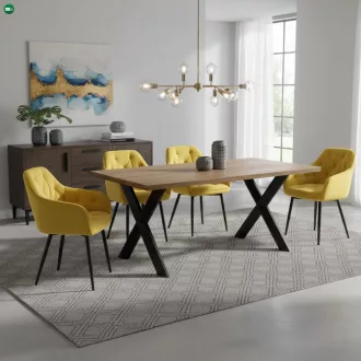 Dizájnos fotel, sárga Velvet szövet, FEDRIS 2 NEW