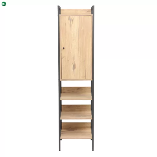 Polc szekrénnyel, tölgy/fekete, LORVA