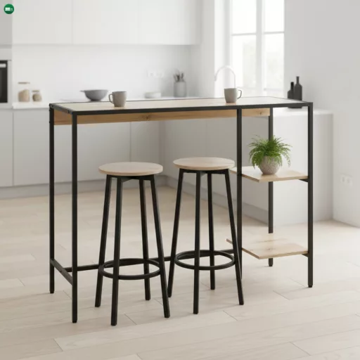 Bárszett 1+2, tölgy/fekete, POHOS