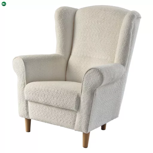 Füles fotel, tejszínes szövet Coral, CHARLOT