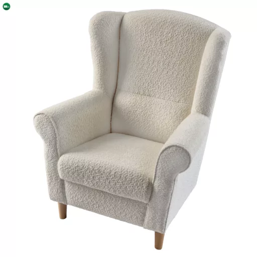 Füles fotel, tejszínes szövet Coral, CHARLOT