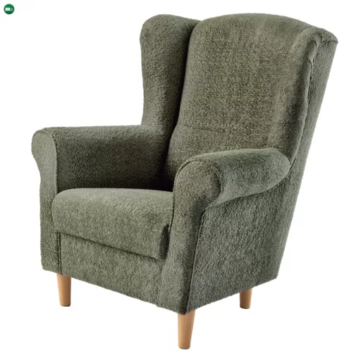 Füles fotel, zöld szövet Coral, CHARLOT