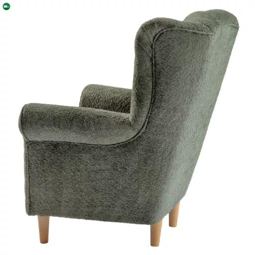 Füles fotel, zöld szövet Coral, CHARLOT