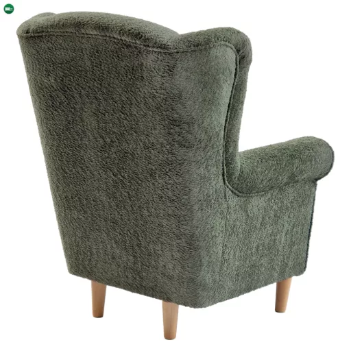 Füles fotel, zöld szövet Coral, CHARLOT