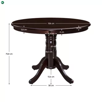   Étkezőasztal, kerek, gesztenye, átmérő 106 cm, TABLOS NEW