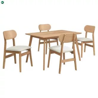 Étkezőgarnitúra 1+4, természetes tölgy/bézs, FALEN