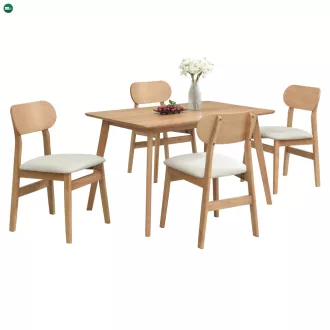 Étkezőgarnitúra 1+4, természetes tölgy/bézs, FALEN