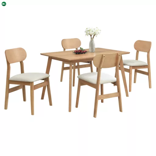 Étkezőgarnitúra 1+4, természetes tölgy/bézs, FALEN
