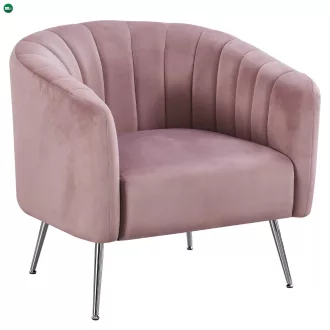 Design fotel, rózsaszín Velvet szövet/króm-ezüst, BAGY