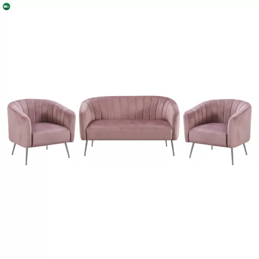 Design fotel, rózsaszín Velvet szövet/króm-ezüst, BAGY