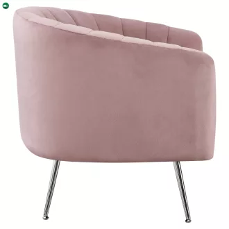Design fotel, rózsaszín Velvet szövet/króm-ezüst, BAGY