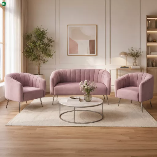 Design fotel, rózsaszín Velvet szövet/króm-ezüst, BAGY